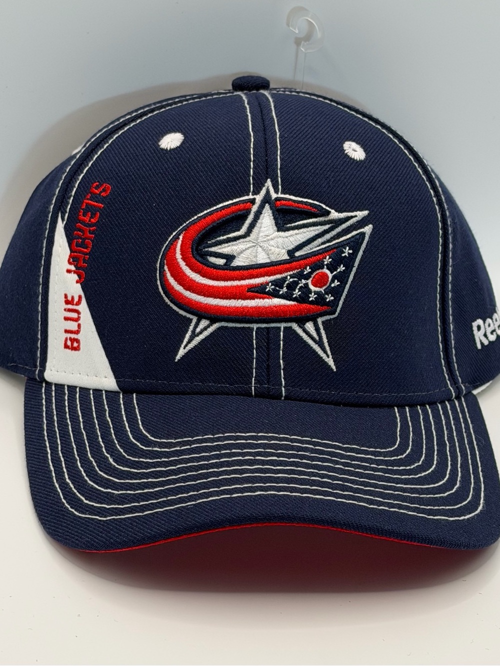 Columbus Blue Jackets Hat NHL Reebok Adjustable Cap One Size White Stitching
